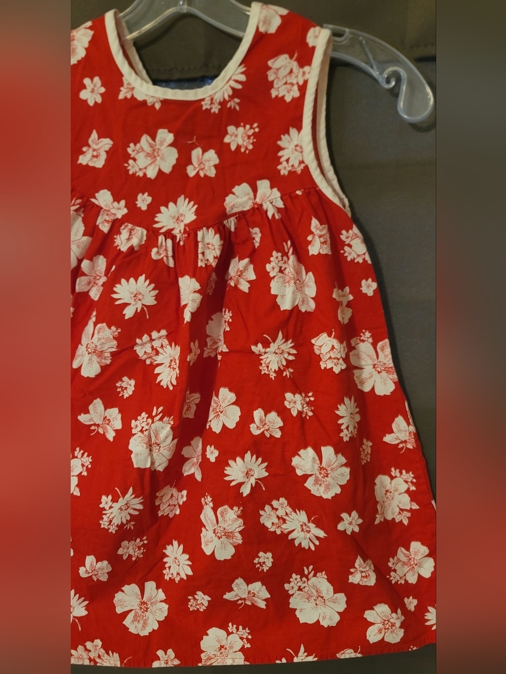 BONNIE JEAN Red Floral Dress Size 6 Cotton Summer Party - Picture 3 of 8